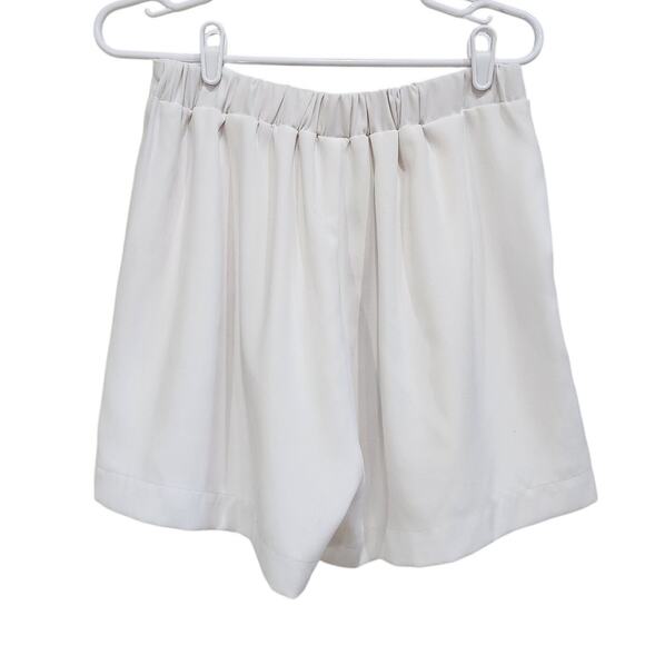Promesa Pleated Trouser Shorts High Rise Elastic Waist Wide Leg White Medium - Picture 2 of 9